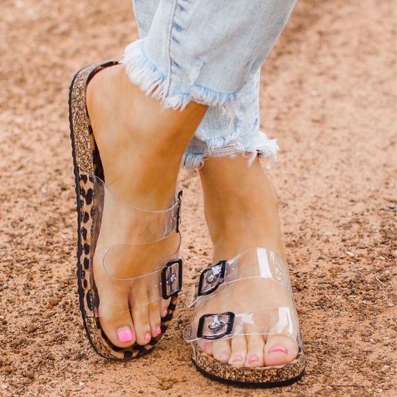 Fabutiq Shoes - COPY - Clear leopard slide on sandal